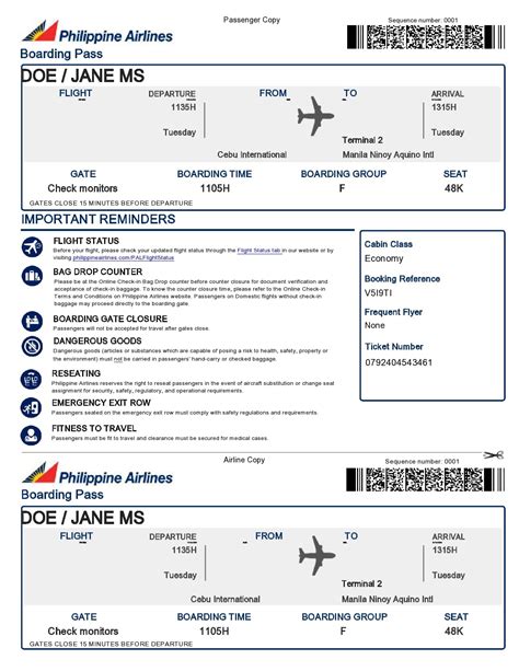 philippine airlines boarding pass print